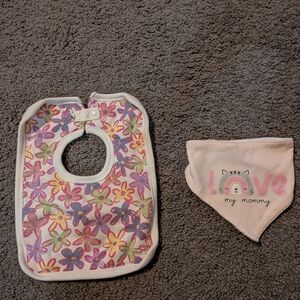 Cotton On Floral and Love Handkerchief Bib Set